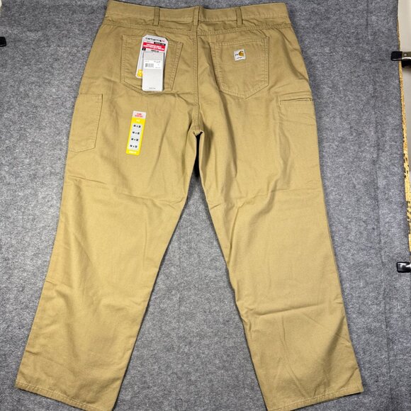 Carhartt FR Pants Mens 44x32 Khaki Flame Resistant Loose Fit Canvas Utility Work - Picture 3 of 16